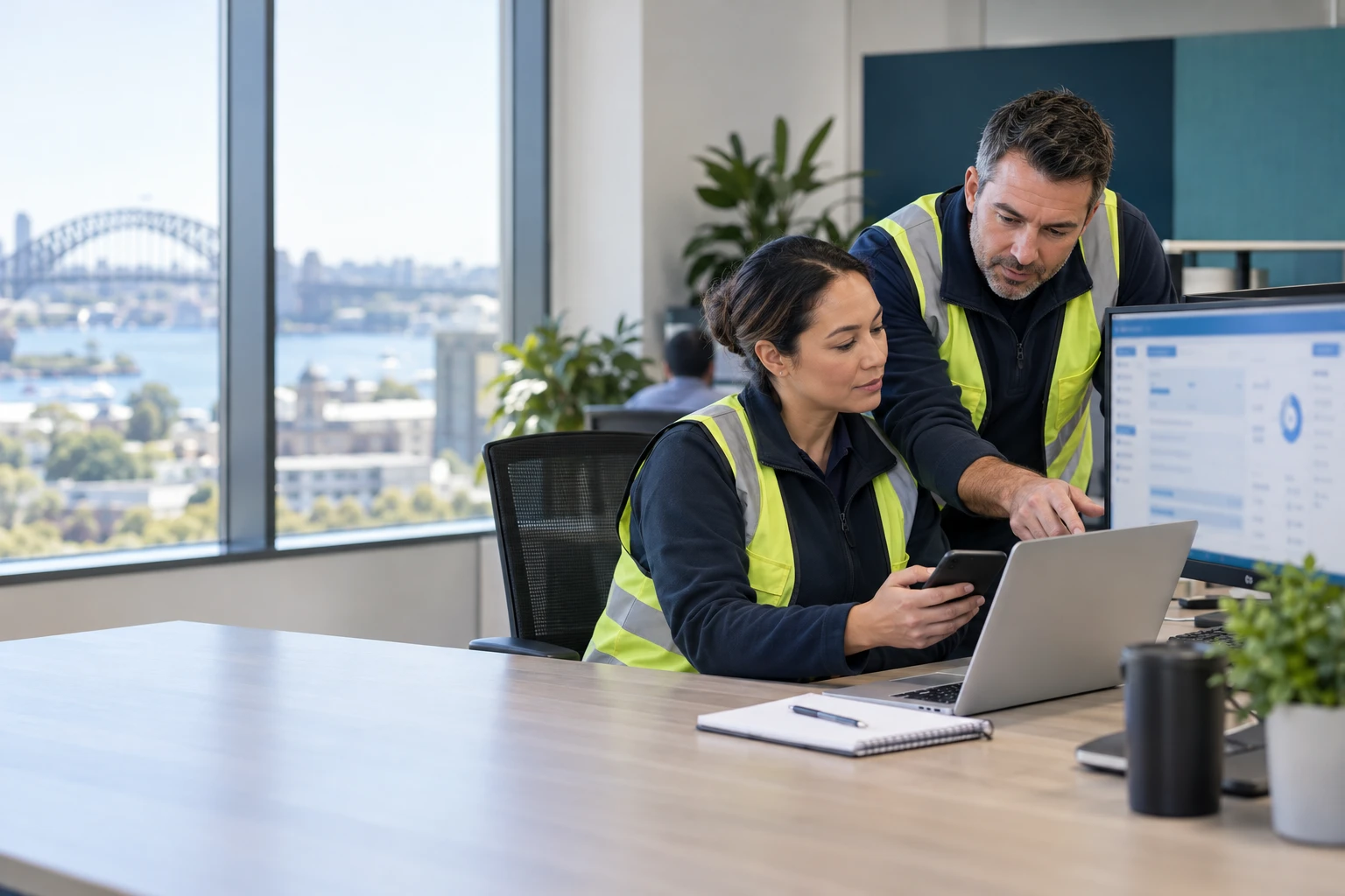 Illustrative operations team using digital information