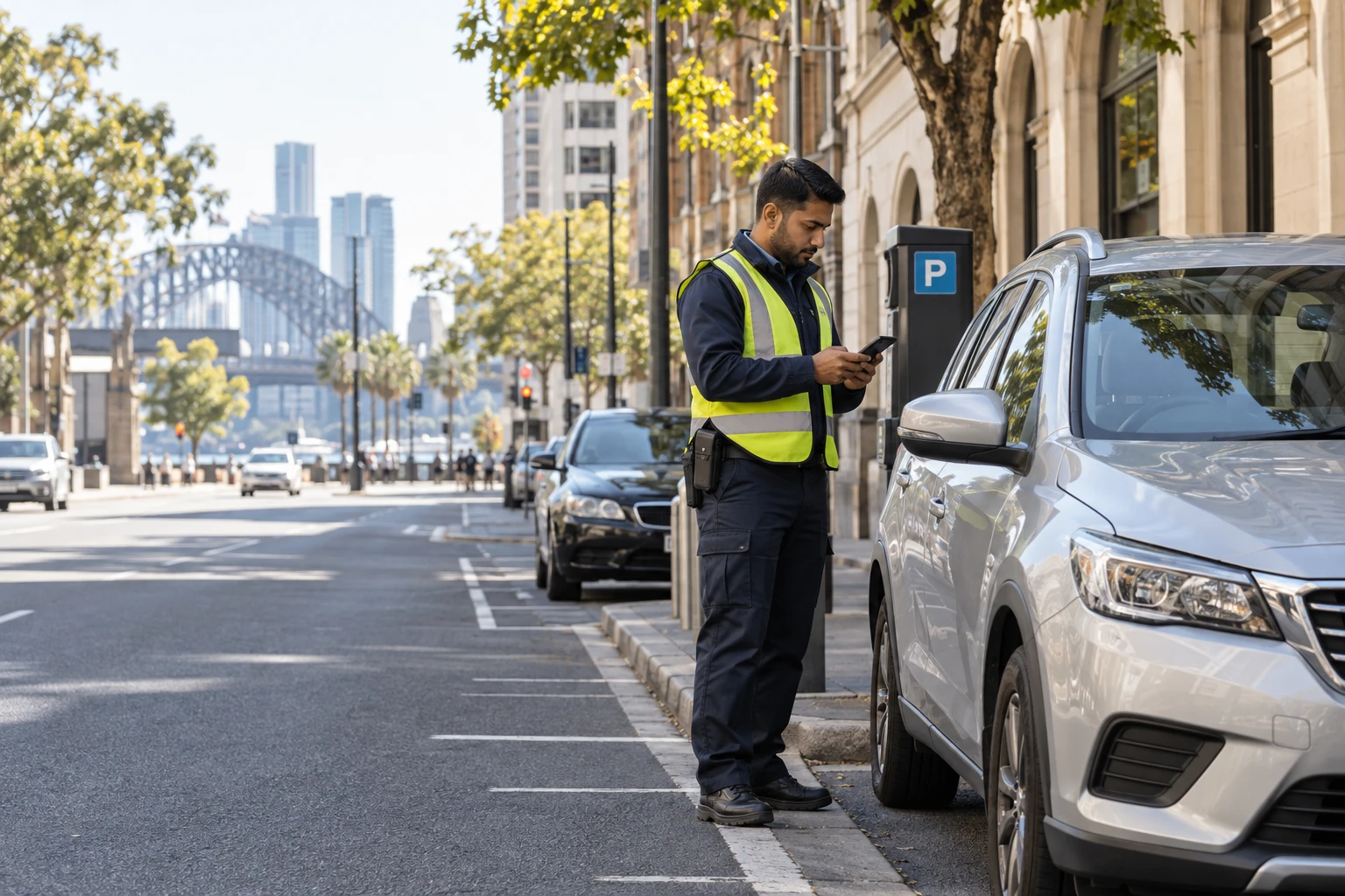 Illustrative paid parking location and vehicle check